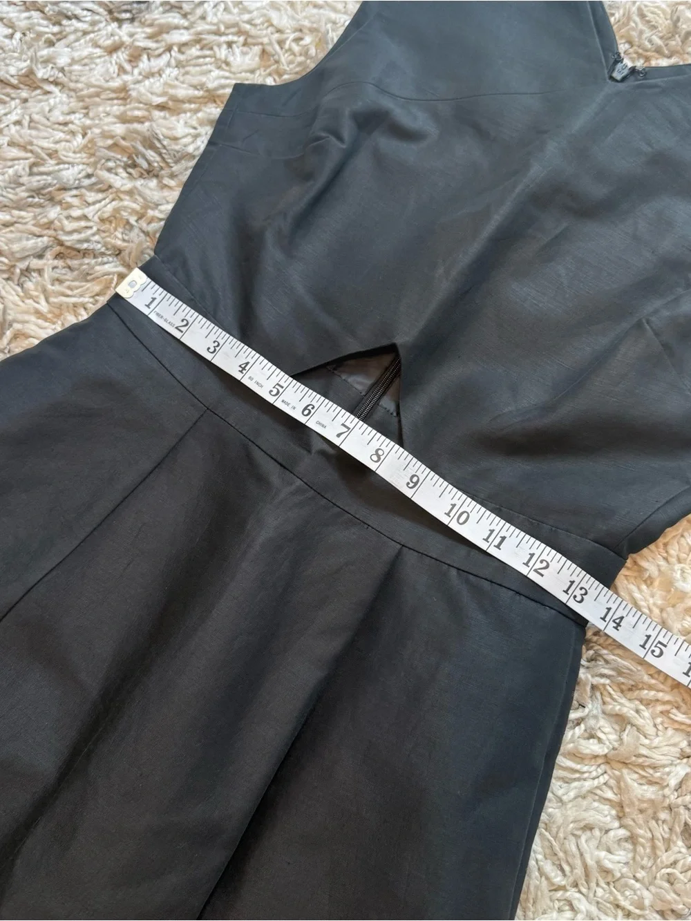 Kate Spade Saturday Black Linen Blend Fit & Flare Mini Dress Sz 4 V-Neck Cutout